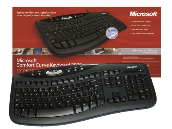 Teclado Microsoft Com Fio Hardware B2l-00016 Comfort Curve 2000 Ergo